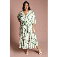 Coast Women's Plus Wrap Midi Dress With Floral Print in Cream | Size: 18
