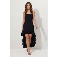MissPap Women's Premium Chiffon Ruffle Maxi Dress in Black | Size: 8