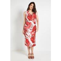 Wallis Women's Summer Tropical Wrap Midi Dress in Red | Size: 16