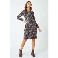 Roman Women's Pebble Spot Stretch Skater Dress in Black | Size: 8