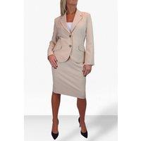 Paulo Due Women's 2 Piece Tailored Skirt Suit in Beige | Size: 14