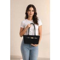 SVNX Women's Faux Suede Top-Handle Shoulder Bag - Black
