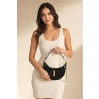 SVNX Women's Crescent Shoulder Bag with Chain Strap - Black