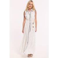 Liquorish Women's White Polka Dot Button Maxi Dress | Size: Medium/Large