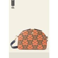 Orla Kiely Women's Babaluna Leather Crossbody - Tomato Puzzle Flower in Orange