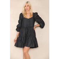 ELAINA FASHION Women's Black Dress Cotton Mini Smocked | Size: 20