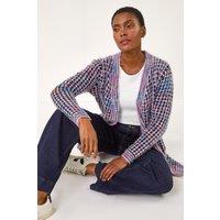 Roman Women's Spacedye Fluffy Cardigan in Lavender | Size: 18
