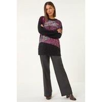 Roman Women's Contrast Space Dye Knit Jumper in Red | Size: 14