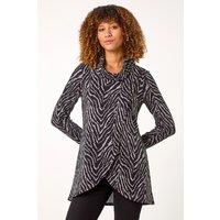 Roman Women's Animal Print Cowl Neck Tunic Top in Dark Grey | Size: 12
