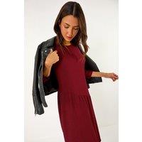 Roman Women's Textured A-Line Stretch Midi Dress in Wine | Size: 20