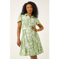 Roman Women's Petite Leaf Print Shirt Dress in Green | Size: 18