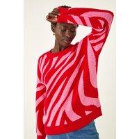 Roman Women's Colour Block Knit Jumper in Red | Size: 14
