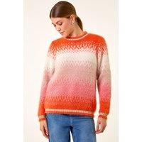Roman Women's Ombre Tinsel Knit Jumper in Orange | Size: 12