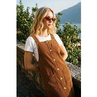 Roman Women's Corduroy Pinafore Midi Dress in Chocolate | Size: 20