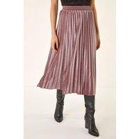 Roman Women's Velvet Pleated Midi Skirt in Rose | Size: 14