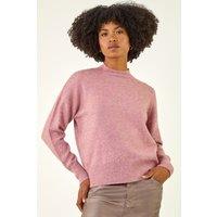 Roman Women's Sequin Crew Neck Knit Jumper in Pink | Size: 10
