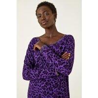 Roman Women's Animal Print Embellished Trim Jumper in Purple | Size: 12