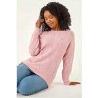 Roman Women's Petite Faux Pearl Knit Jumper in Pink | Size: 18