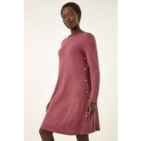 Roman Women's Side Button Detail Stretch Swing Dress in Rose | Size: 12