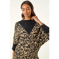 Roman Women's Animal Print Knit Jumper in Black | Size: Medium