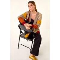 Roman Women's Colour Block Knit Cardigan in Beige | Size: 16