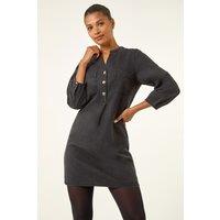 Roman Women's Cotton Denim Button Shift Dress in Black | Size: 20