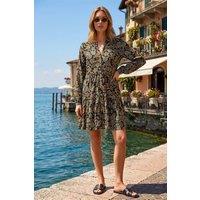 Roman Women's Floral Print Button Stretch Dress in Green | Size: 10