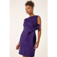 Roman Women's Tie Waist Premium Stretch Dress in Purple | Size: 18