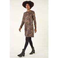Roman Women's Paisley Pocket Swing Dress in Taupe | Size: 14