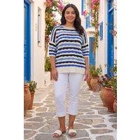 Roman Women's Curve Wave Stripe Jumper in Blue | Size: 20