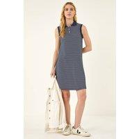 Roman Women's Stripe Collared Mini Dress in Navy | Size: 16