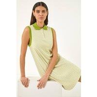 Roman Women's Stripe Collared Mini Dress in Lime | Size: 14