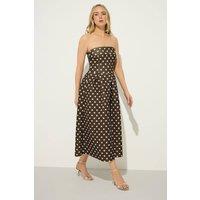 Long Tall Sally Women's Tall Spot Pleated Midi Dress in Chocolate | Size: 14