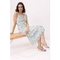 WOVCOR Women's Floral Print Ruffle Strap Midi Chiffon Dress | Size: 8