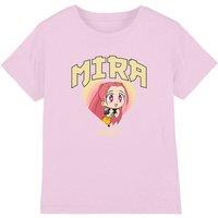 Netflix Kpop Demon Hunters Huntrix Mira Collegic Kids T-Shirt, Pink | Size: 12-13 Years