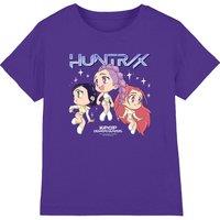 Netflix Kpop Demon Hunters Huntrix Chibi Group Kids T-Shirt, Purple | Size: 12-13 Years