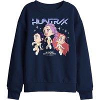 Netflix Kpop Demon Hunters Huntrix Chibi Group Kids Sweatshirt, Navy | Size: 5-6 Years