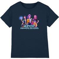 Netflix Kpop Demon Hunters Huntrix Kpop Group Kids T-Shirt, Navy | Size: 7-8 Years
