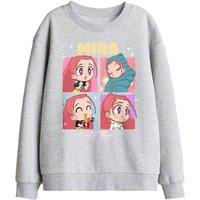 Netflix Kpop Demon Hunters Huntrix Mira Chibi Boxes Kids Sweat, Athl Heather in Light Grey | Size: 9-11 Years