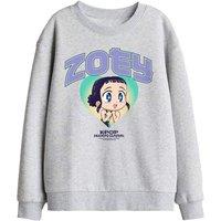 Netflix Kpop Demon Hunters Huntrix Zoey Collegic Kids Sweat, Athletic Heather in Light Grey | Size: 9-11 Years