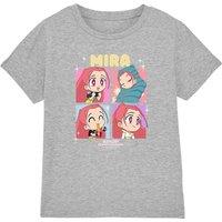 Netflix Kpop Demon Hunters Huntrix Mira Chibi Boxes Kids Tee, Athletic Heather in Light Grey | Size: 12-13 Years