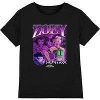 Netflix Kpop Demon Hunters Huntrix Huntrx Zoey Bootleg Kids T-Shirt, Black | Size: 9-11 Years