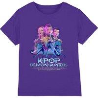 Netflix Kpop Demon Hunters Huntrix Huntrx Billboard Poster Kids Tee, Purple | Size: 12-13 Years