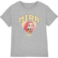 Netflix Kpop Demon Hunters Huntrix Mira Collegic Kids Tee, Athletic Heather in Light Grey | Size: 12-13 Years