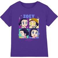 Netflix Kpop Demon Hunters Huntrix Zoey Chibi Boxes Kids T-Shirt, Purple | Size: 9-11 Years