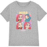 Netflix Kpop Demon Hunters Huntrix Mira Chibi Boxes Kids Tee, Athletic Heather in Light Grey | Size: 9-11 Years