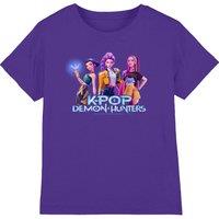 Netflix Kpop Demon Hunters Huntrix Kpop Group Kids T-Shirt, Purple | Size: 9-11 Years