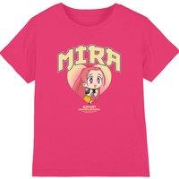 Netflix Kpop Demon Hunters Huntrix Mira Collegic Kids T-Shirt, Hot Pink | Size: 7-8 Years