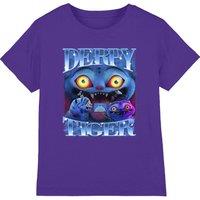 Netflix Kpop Demon Hunters Derpy Tiger Bootleg Kids T-Shirt, Purple | Size: 12-13 Years