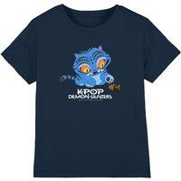 Netflix Kpop Demon Hunters Cute Derpy Tiger Cartoon Kids T-Shirt, Navy | Size: 7-8 Years